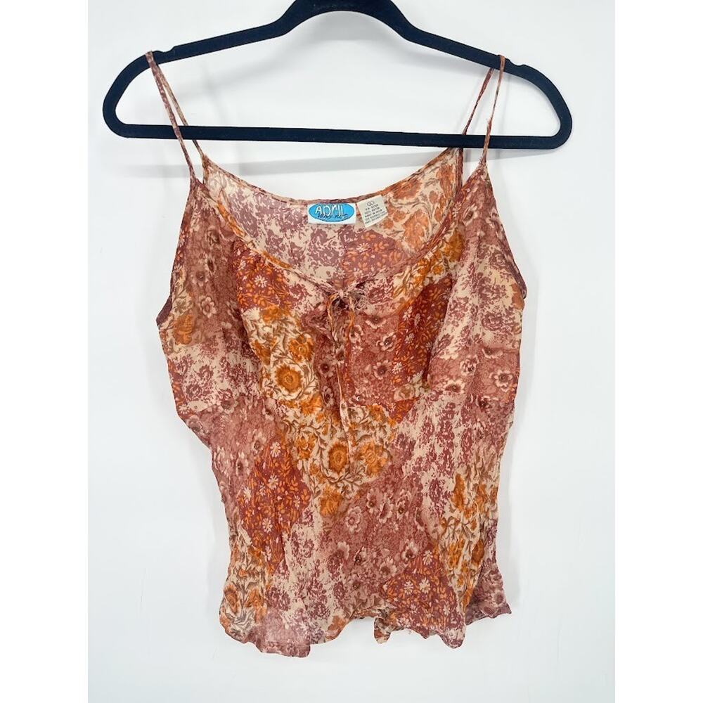 Vintage April Why Not Y2K Tank Top Babydoll Floral Boho Hippie‎ Festival Large